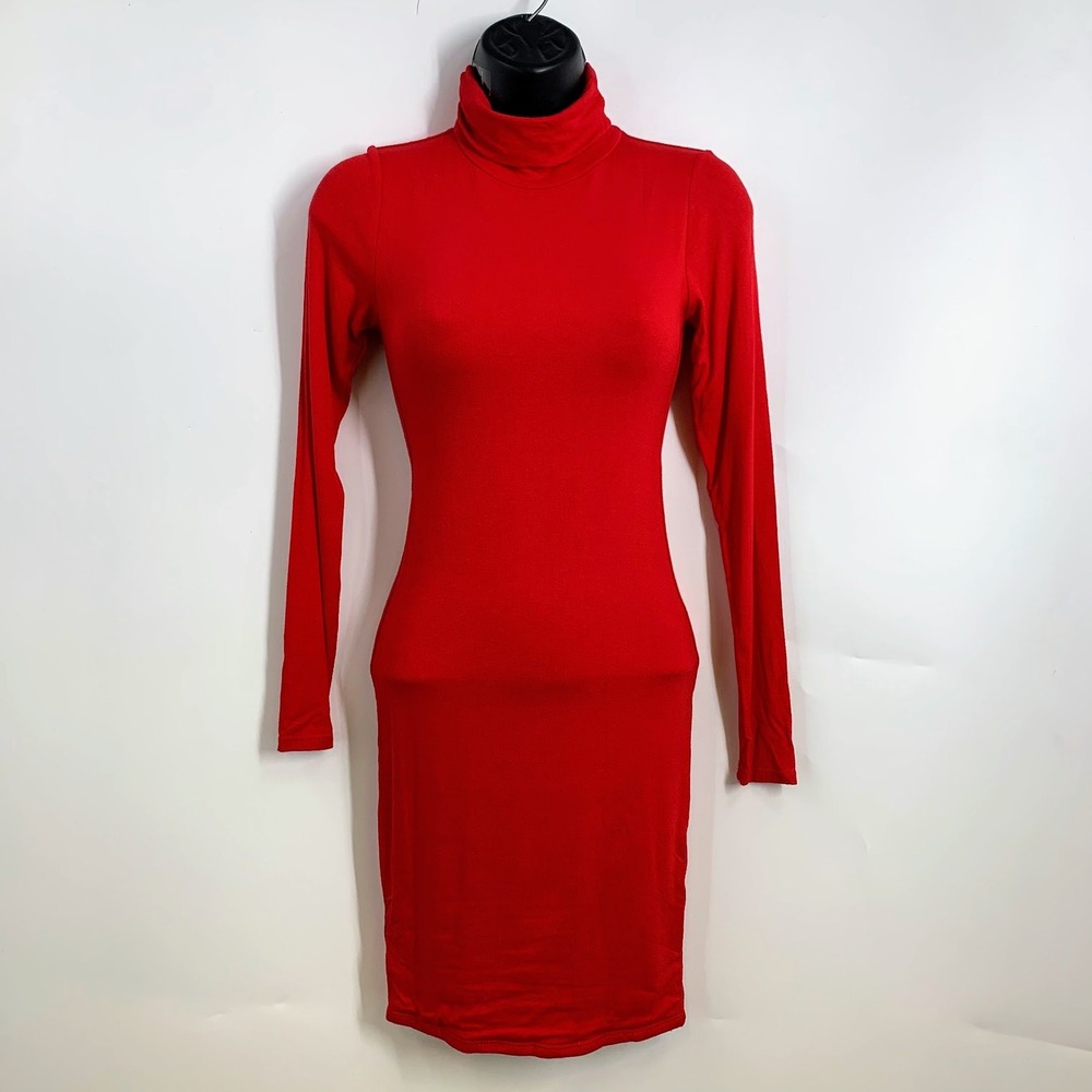 Naked Wardrobe Women's Solid Turtleneck Sheath Mini Dress‎ Size S NWT
